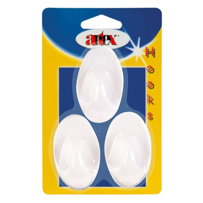 Набор крючков самоклеящихся, пластик, 3 шт, белый