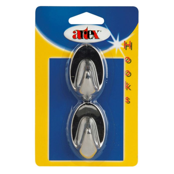 Набор крючков самоклеящихся, пластик, 2 шт, хром