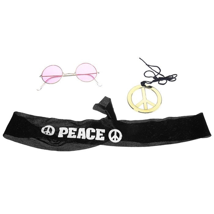 Карнавальный набор "Хиппи", 3 предмета: очки, подвес, повязка