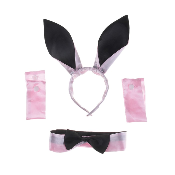 Карнавальный набор "Кролик" , 3 предмета: ободок, бабочка, манжет, цвет черно - розовый