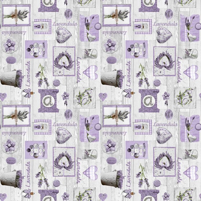 Клеенка столовая, ширина 140 см "Wondertex. Лавандовый декор", рулон 20 м