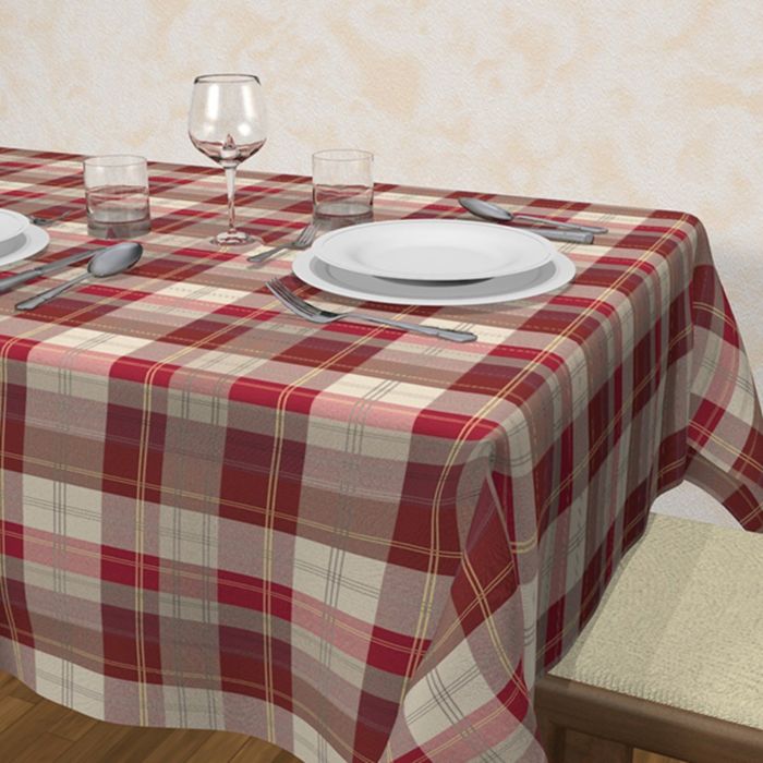 Клеенка столовая, ширина 140 см "Orizzonti. Квадретто", рулон 20 м, цвет бордо