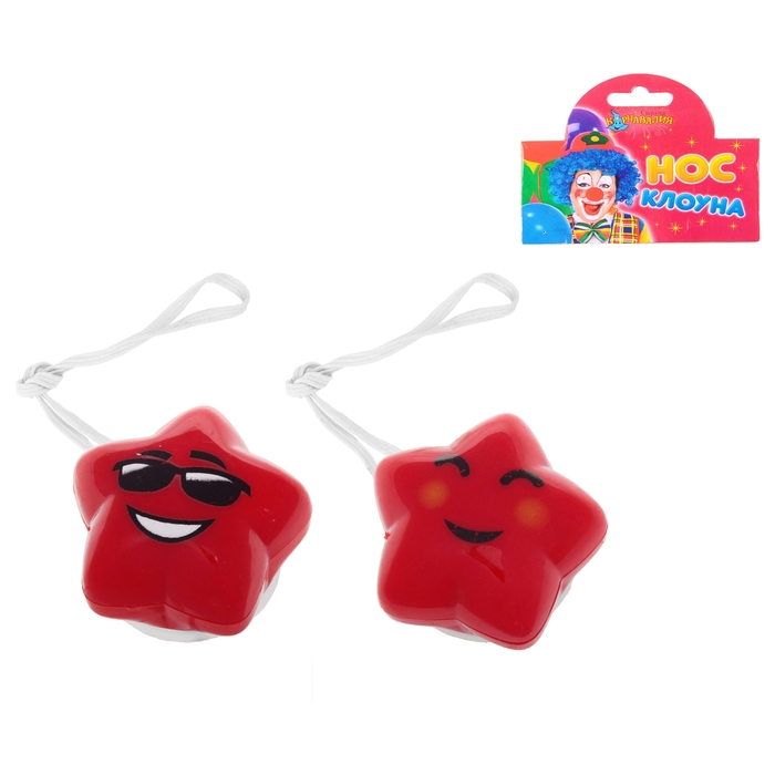 Нос световой "Звезда" на резинке, разные мордашки