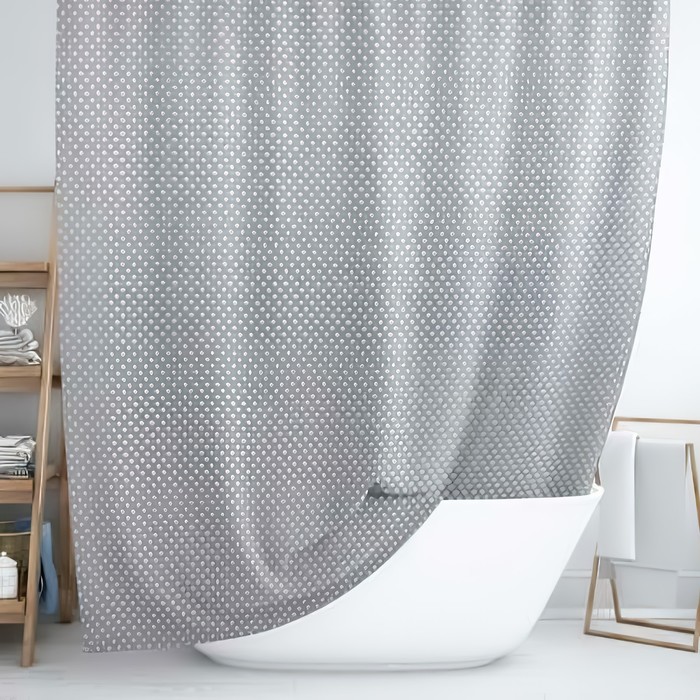 Штора для ванной 180х180 см, "Белый горох" ВТ-821679
