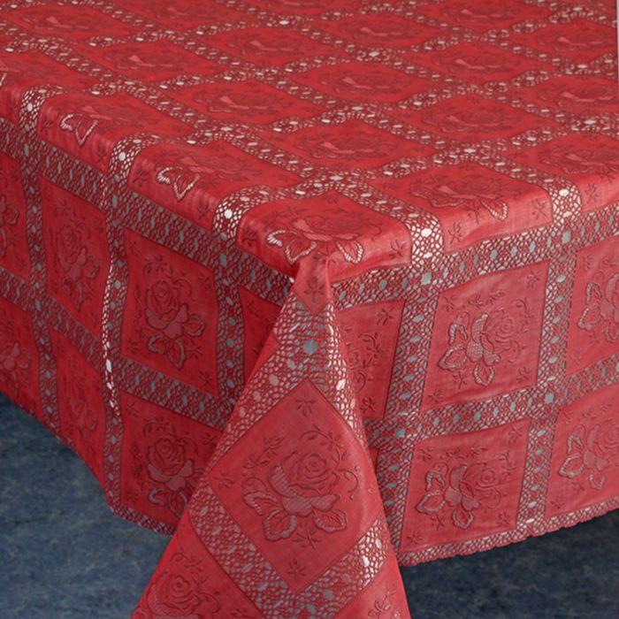 Клеенка столовая "Ажурная", ТВ397, 135 см, рулон 15 п.м., красный