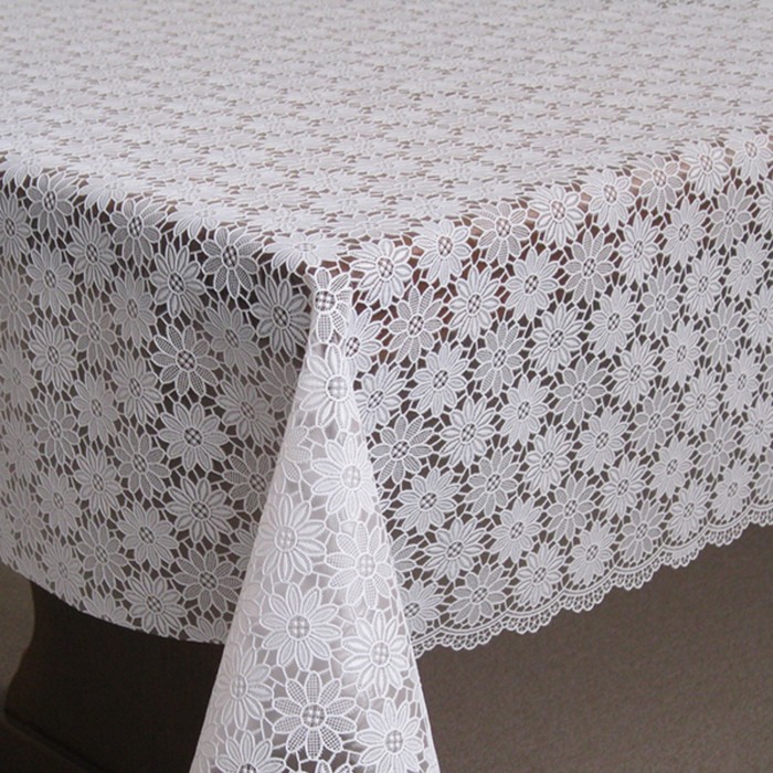 Клеенка столовая "Ажурная", ТВ7965, 138 см, рулон 15 п.м., белый