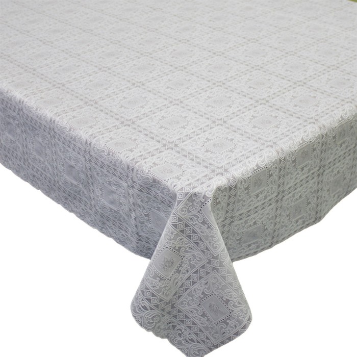 Клеенка столовая "Ажурная", ТВ7967, 138 см, рулон 15 п.м., белый