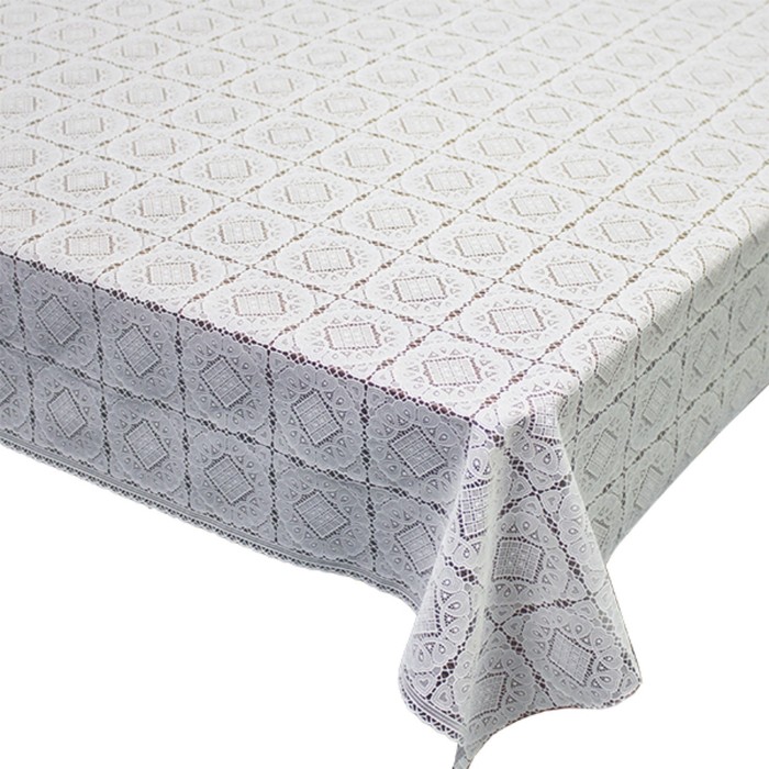 Клеенка столовая "Ажурная", ТВ948, 138 см, рулон 15 п.м., белый