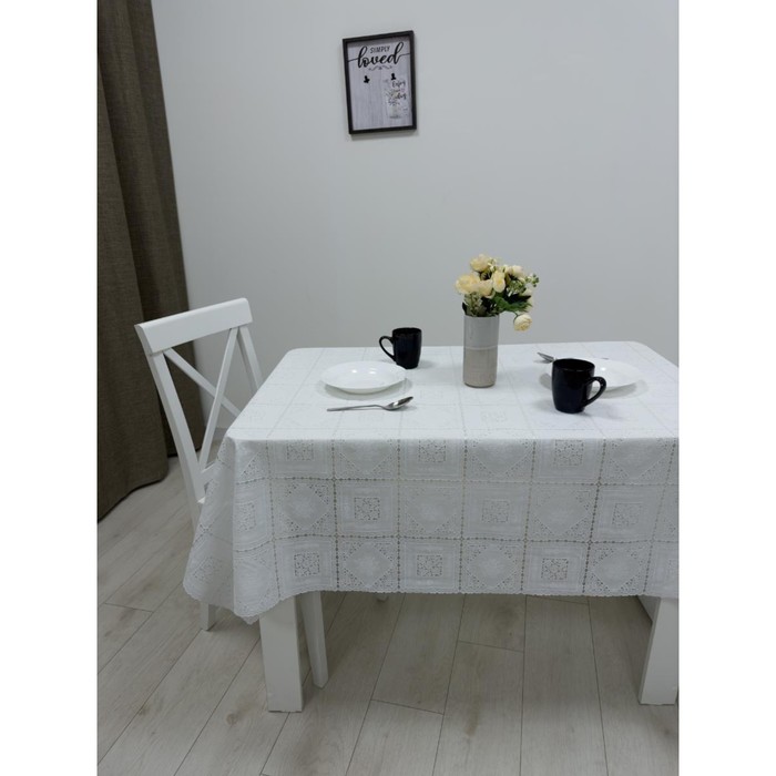 фото Клеёнка столовая «ажурная», 138 см, рулон 15 пог. м., цвет белый towa
