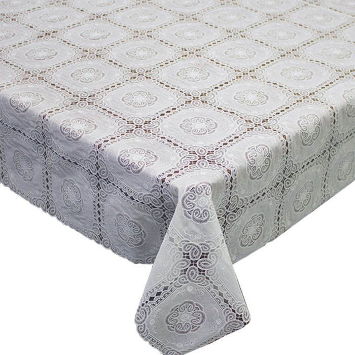 Клеенка столовая "Ажурная", ТВ950, 138 см, рулон 15 п.м., белый
