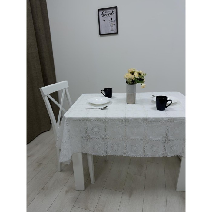 фото Клеёнка столовая «ажурная», 138 см, рулон 15 пог. м., цвет белый towa