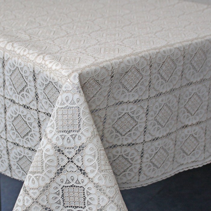 Клеенка столовая "Ажурная", ТВP948, 138 см, рулон 15 п.м., бежевый