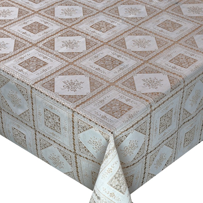 Клеенка столовая "Ажурная", ТВP949, 138 см, рулон 15 п.м., бежевый