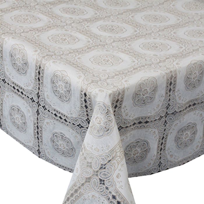 Клеенка столовая "Ажурная", ТВP950, 138 см, рулон 15 п.м., бежевый