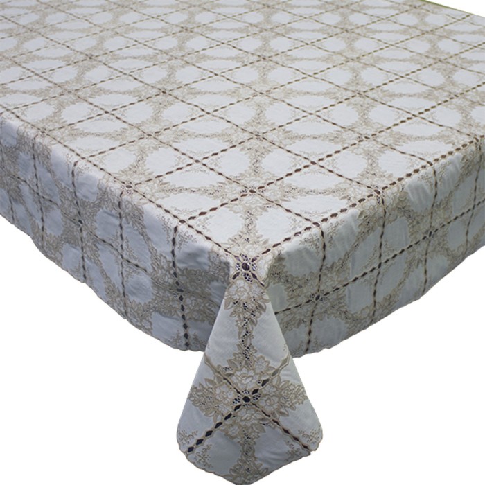 Клеенка столовая "Ажурная", ТВP956, 138 см, рулон 15 п.м., бежевый