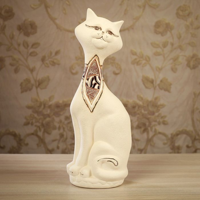 Копилка "Кот на камнях" малый, шамот (золото)