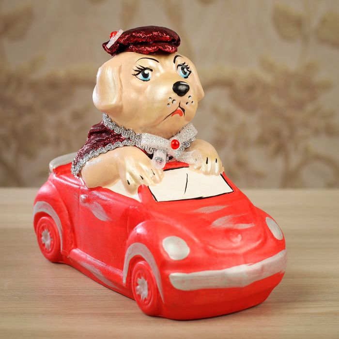 Копилка "Собачка в машине" микс