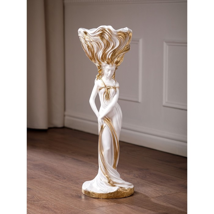 Кашпо "Лира" бело/золотая 70 см