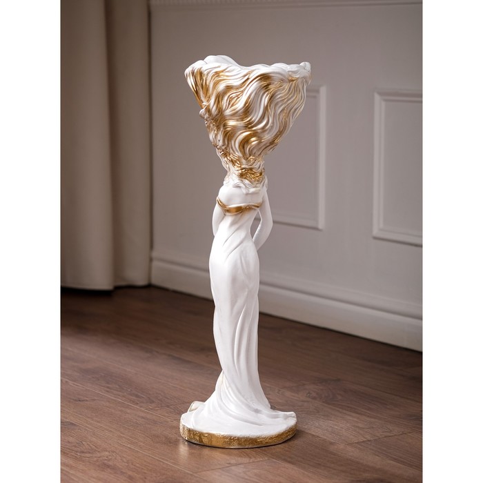 Кашпо "Лира" бело/золотая 70 см