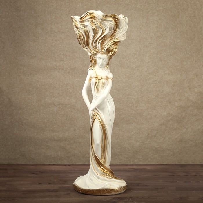 Кашпо "Лира" бело/золотая 70 см