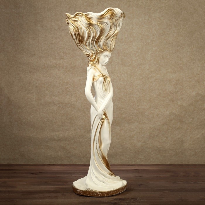 Кашпо "Лира" бело/золотая 70 см