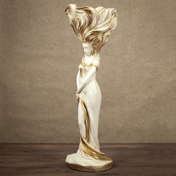 Кашпо "Лира" бело/золотая 70 см