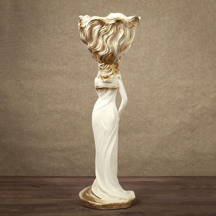 Кашпо "Лира" бело/золотая 70 см