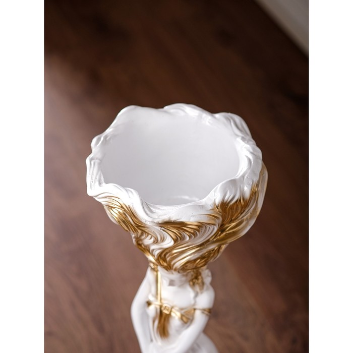 Кашпо "Лира" бело/золотая 70 см