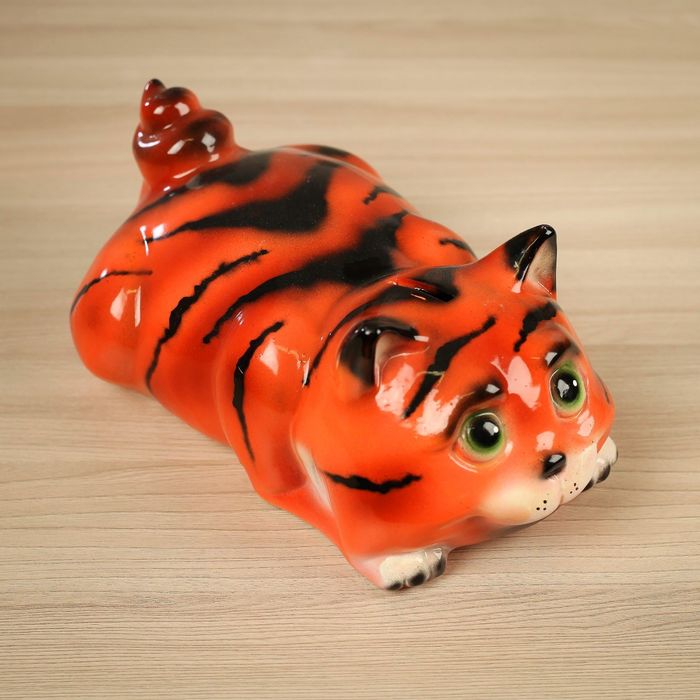 Копилка "Кот Тишка" глянец, оранжевый тигр