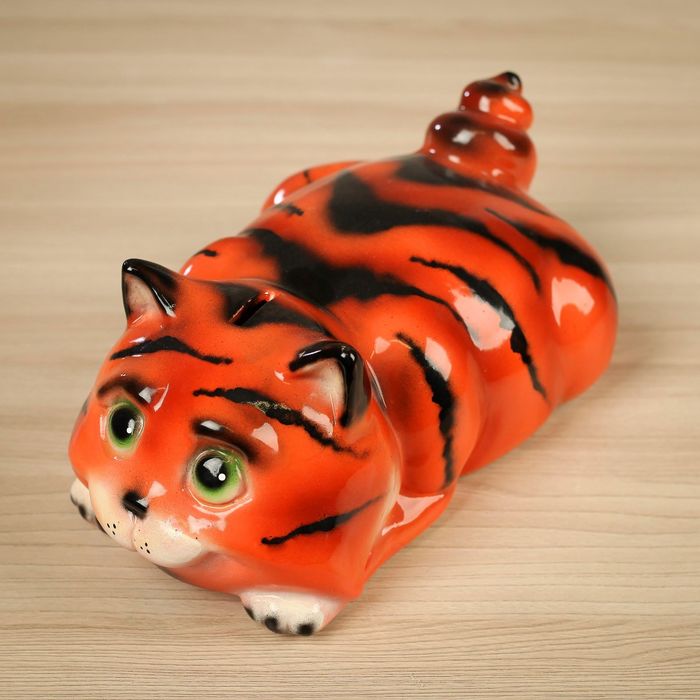 Копилка "Кот Тишка" глянец, оранжевый тигр
