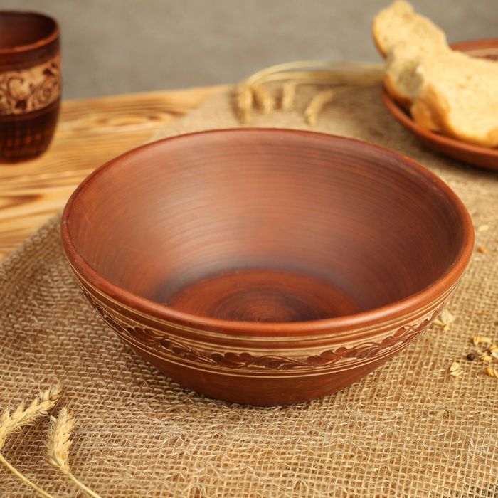 Салатник 2,5 л, красная глина