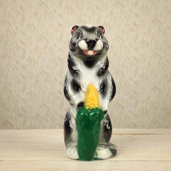 Фигура "Суслик с кукурузой", серая, 35 см