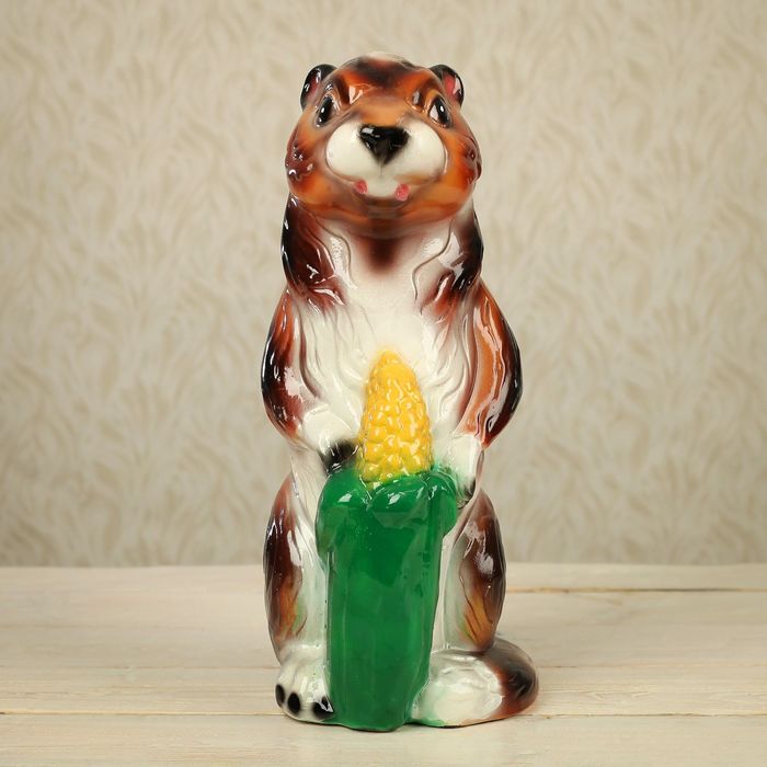 Фигура "Суслик с кукурузой", коричневая, 35 см