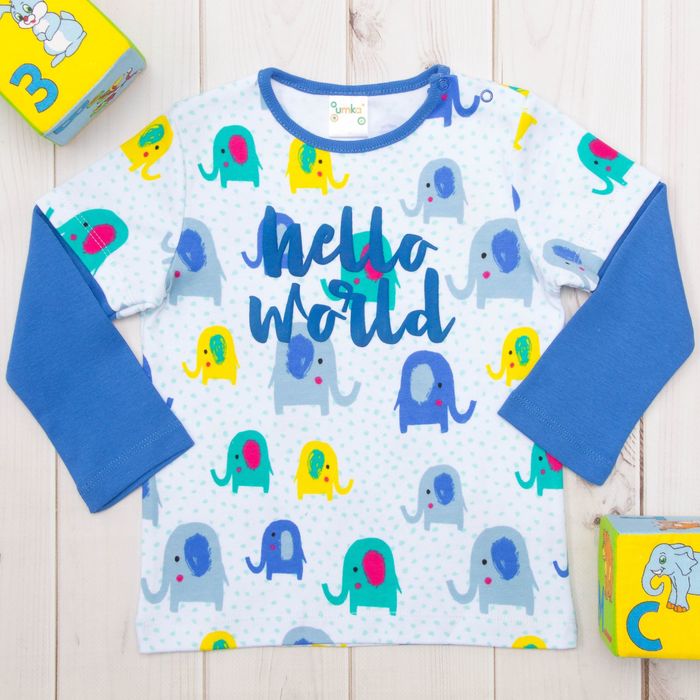 Кофточка детская, рост 68, цвет синий, принт слоники