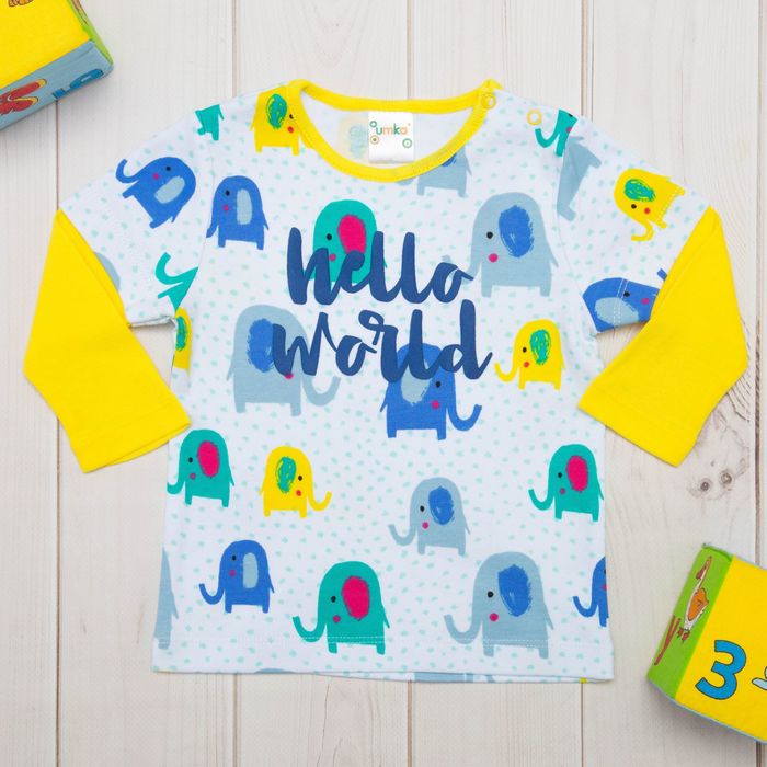 Кофточка детская, рост 56, цвет жёлтый, принт слоники