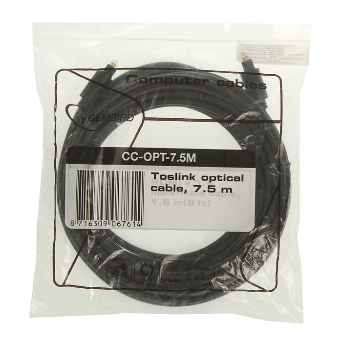 Кабель оптический Gembird CC-OPT-7.5M Toslink 2xODT M/M, 7.5м