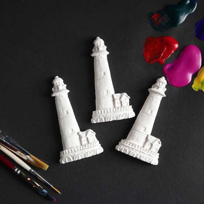 Набор фигурки под раскраску "Маяки", белые, 5х2, 5 см, комплект 3 шт.