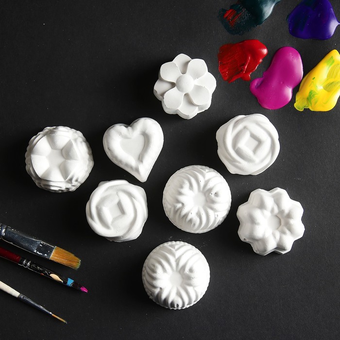 Фигурка под раскраску "Веселые фигурки"белые, d=3 см, набор 8 шт.