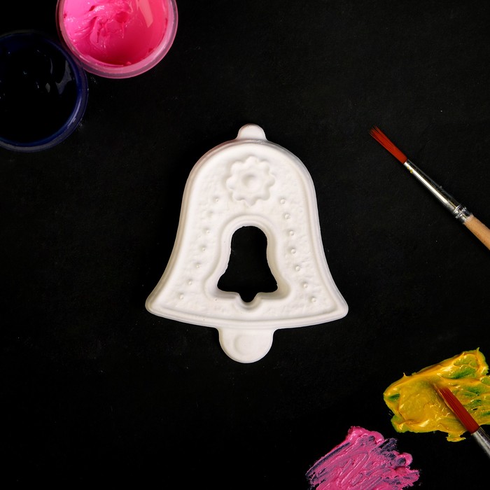 Фигурка под раскраску (с подвесом) "Игрушка на елку Колокольчик" 5х7 см, белая