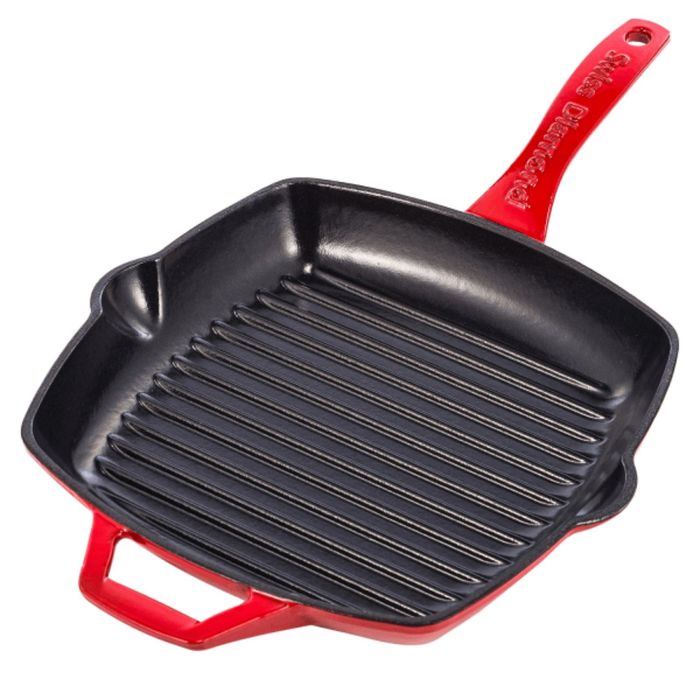 Сковорода-гриль чугунная, 26см, красная, Swiss Diamond