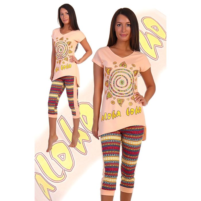 Комплект женский (туника, бриджи) Буэно цвет персиковый, р-р 44