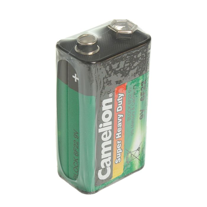 Батарейка солевая Camelion 6F22-1S (6F22-SP1G), 9В, крона, спайка, 1 шт.