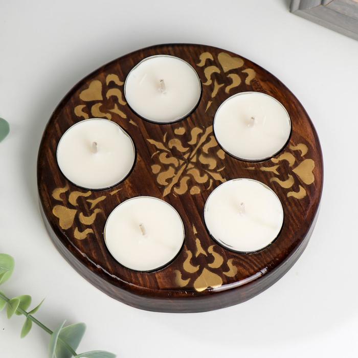 Подсвечник со свечой "Диск" классика 2х13х13 см d=4 см