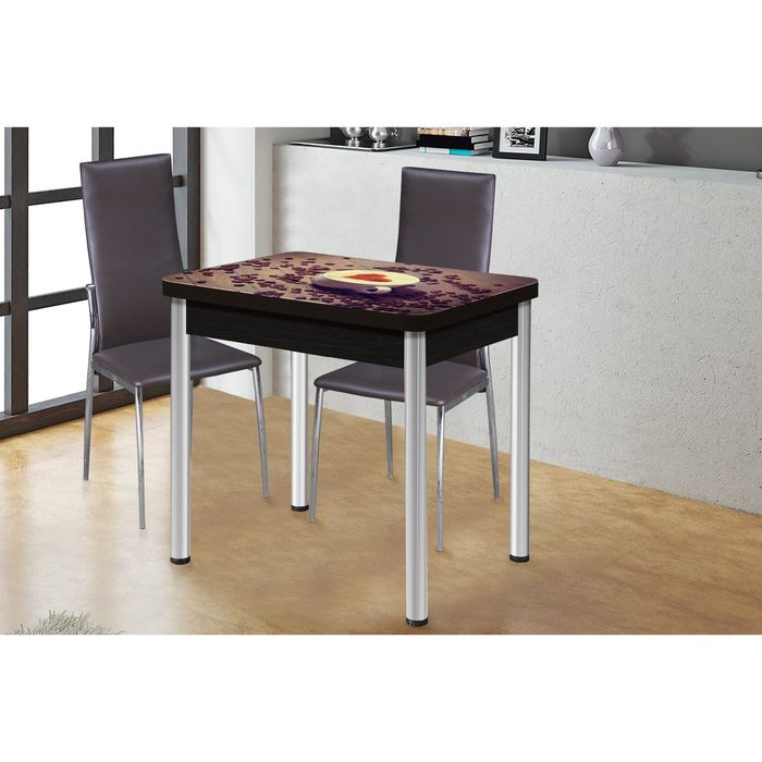 Обеденный стол "Ника", поворотно-раскладной, стекло, ножки хром/подстолье венге, 147505091