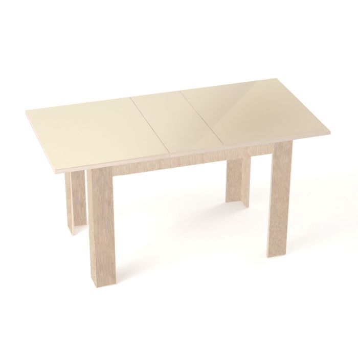 Стол "Бостон" раскладной, 1200(1500)х800 мм, ясень коимбра/стекло бежевое