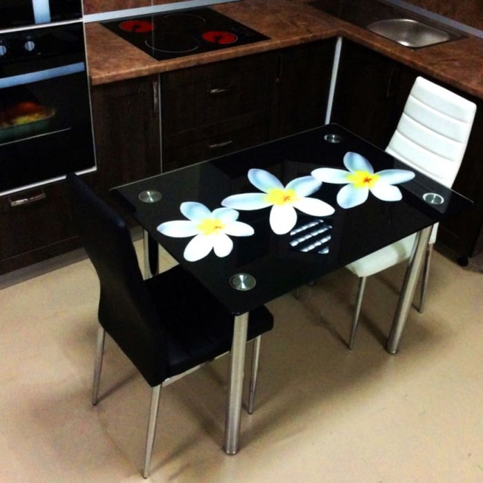 Обеденный стол "Премиум", 1000 х 700 мм, фотопечать белые лилии