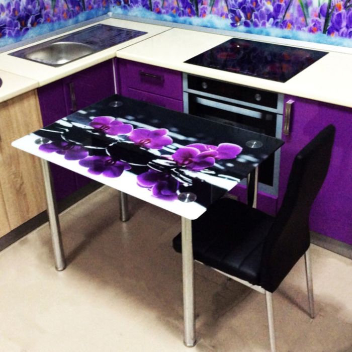 Обеденный стол "Премиум", 1000 х 700 мм, фотопечать орхидея SPA