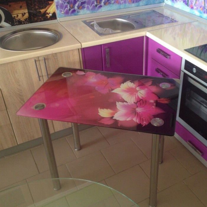 Обеденный стол "Премиум", 1000 х 700 мм, фотопечать цветы