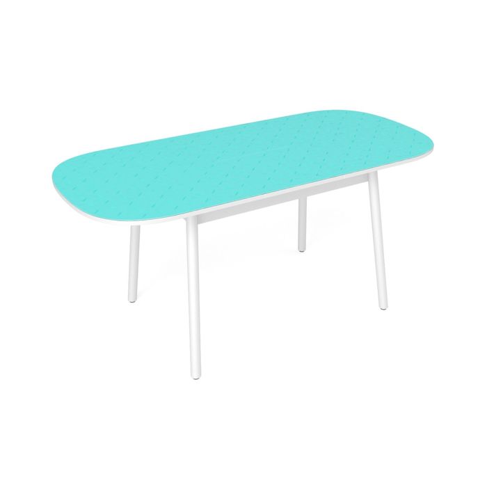 Раздвижной стол "Винтаж", 1150(1450)х700 мм, матовый Гравюр, цвет бирюза/подстолье белое