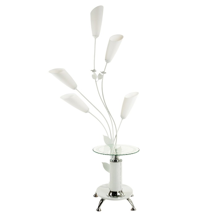 Светильник напольный 8905 со столиком "Белоснежные тюльпаны" Е27 40W 145х35х20 см